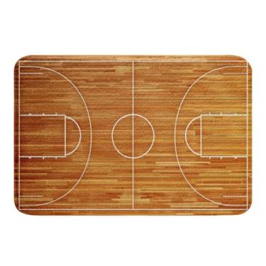Imagem de Feelyou Tapete de banheiro de basquete esportivo, quadra de basquete, antiderrapante, tapete de banheiro macio, absorvente de água, tapete de banho aconchegante, decoração de casa para banheiro, bola, jogos, chão, quarto, sala de estar, 51 x 81 cm