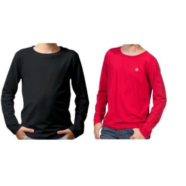 Imagem de Kit 2 Blusas Infantil Térmica Menino de Praia Segunda Pele Uv50+ Prote