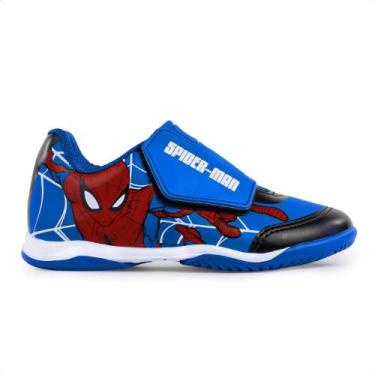 Imagem de Chuteira Futsal Dray Marvel Original Sem Cadarço Infantil, Azul, Verme