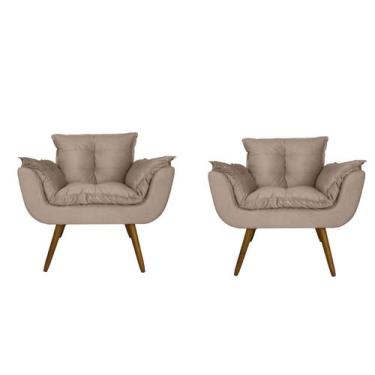 Imagem de Combo 2 Poltronas Decorativa Estofada Para Sala Comercial Opala Suede 