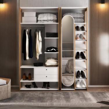 Imagem de Kit Closet Cali 2 Gavetas e Sapateira com Espelho - Miroo Móveis