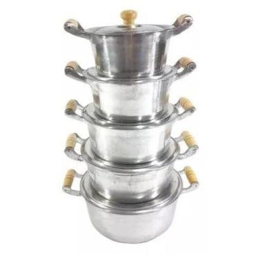 Imagem de Jogo De Panelas Em Alumínio Batido Fundido - Cabo Madeira - Cajamag