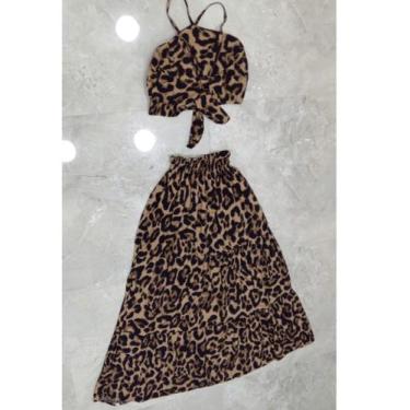 Imagem de Conjunto de saia longa e top estampado verão - LALOKA, Marrom, M