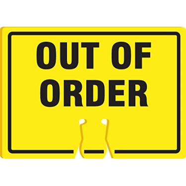 Imagem de Accuform Placa superior de cone de trânsito "fora de ordem" NMC, combine com cones laranja para criar uma placa de aviso, placa de cone de plástico de 25,4 x 35,5 cm, feita nos EUA, FBC722