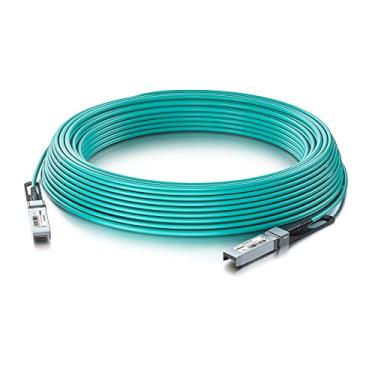Imagem de Cabo 10G SFP+ AOC – 10GbE SFP+ para SFP+ cabo de fibra óptica ativo, conjuntos de fibra de conexão direta OM3 MMF com conectores SFP+ para INT-SFP-AOC-5M, 5 metros