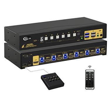 Imagem de CKLau Switch Kvm de Montagem Em Rack de 6 Portas Hdmi 2.0 4K60Hz com Áudio, 2 Unidades de Hub Periférico Usb 3.0 e Cabos para 6 Computadores 1 Monitor Suporta Tecla de Atalho, Controle Remoto Ir, Cont