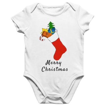 Imagem de Body Bebê Algodão Socket Merry Christmas - Foca na Moda, Branco, G