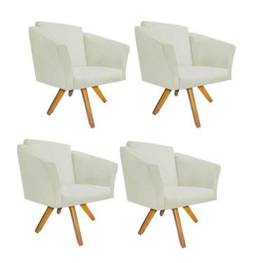 Imagem de Kit 04 Poltrona Cadeira Decorativa  Win Base Giratória Sala de Estar R
