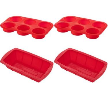 Imagem de Jogo Forma Para Pães + Forma Cupcake Sortida Silicone 2Un - QUALITY HO