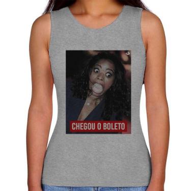 Imagem de Regata Feminina Chegou o boleto - Foca na Moda, Cinza, P