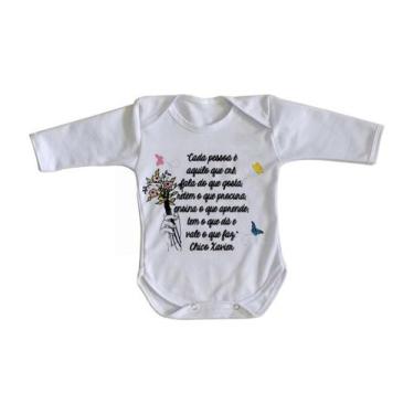 Imagem de body nenê criança roupa bebê manga longa frase Chico Xavier - Empório 
