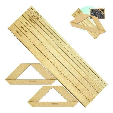 Imagem de Kit Régua Gabarito Cartonagem Encadernação Fio De Cabelo Mdf - Levolpe