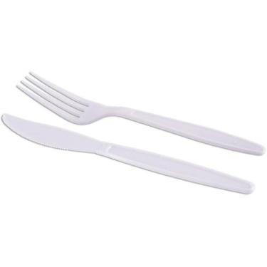 Imagem de Kit Festa Descartável Garfo e Faca Master Branco PCT com 25 - Prafesta
