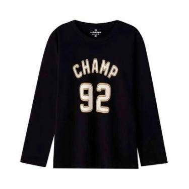 Imagem de Camiseta Hering Infantil Menino Manga Longa Com Estampa Preto-Masculino