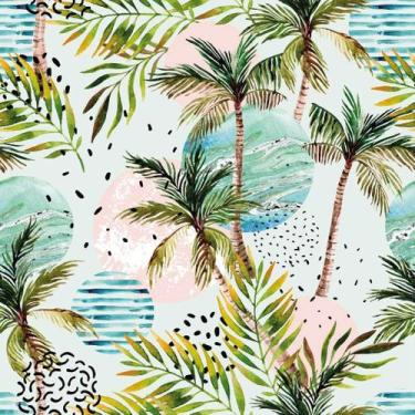Imagem de Papel De Parede Tropical Coqueiros E Folhagens - 3,3x0,5m - DEKAL DECO