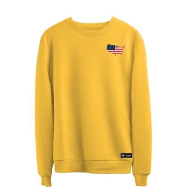 Imagem de Blusão Moletom Eua Masculino e Feminino Personalizado sem Capuz gola R