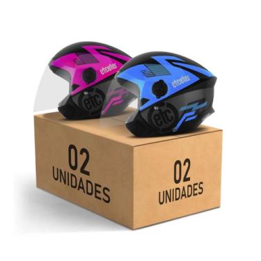 Imagem de Kit 2 Capacete Aberto Etceter Open Moto Masculino Feminino Segurança -