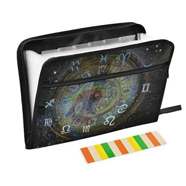 Imagem de susiyo Pasta de arquivo expansível Astrology Twelve Signs do Zodíaco, pasta de arquivo sanfonada A4 com 13 bolsos tamanho carta A4
