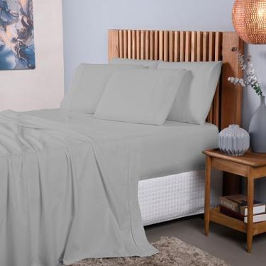 Imagem de Jogo Lençol Solteiro 3 Peças 400 Fios 100% Algodão Premium (Cinza)