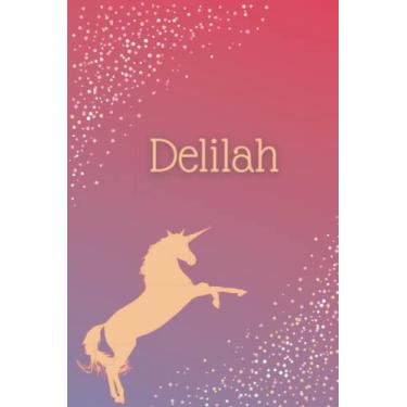 Imagem de Delilah: Lined Writing Notebook, 120 Pages - Unicorn Journal with Personalized Name