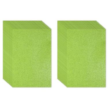 Imagem de PATIKIL Folha de espuma vinílica acetinada brilhante verde claro 28 x 20 cm 2 mm de espessura de feltro de glitter EVA brilhante para projetos de artesanato DIY, 20 peças