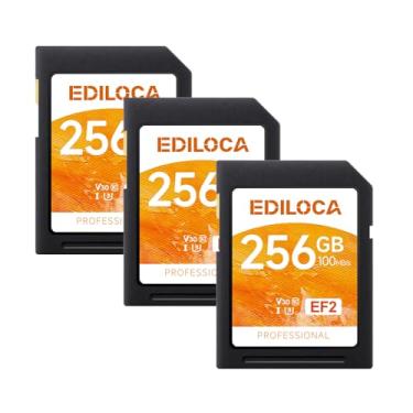 Imagem de Cartão SD UHS-I 256 GB, pacote com 3 cartões de memória UHS-I, armazenamento rápido, velocidade de leitura/gravação 90/20 MB/s, C10, U1, V10, vídeo Full-HD e 4K, cartão SD de 256 GB, essencial para