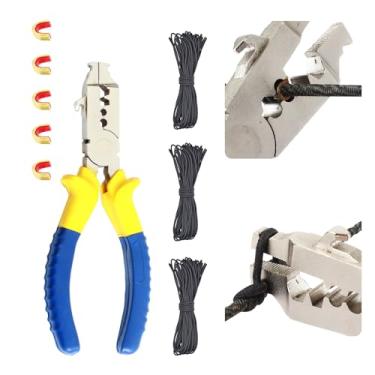 Imagem de SPG Alicate de ponta de arco - Alicate de laço D com material de laço D para corda de arco composto e recurvo kit de manutenção de corda de arco (plier, 3 cordas de laço D, 5 nocks)