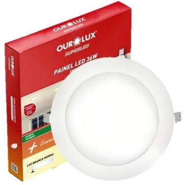 Imagem de Plafon Painel Redondo Embutir 36w 40cm Branco Quente 2700K - Ourolux