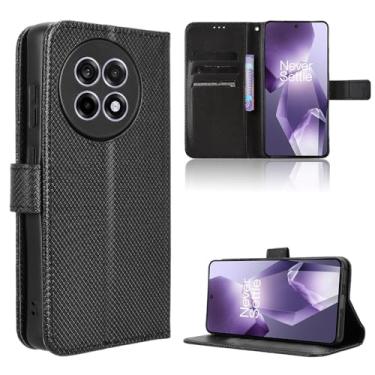 Imagem de Elubugod Capa de couro compatível com OnePlus ACE 5, capa flip de couro PU compatível com OnePlus 13R 5G CPH2647 CPH2645 / ACE 5 Pro 5G capa preta