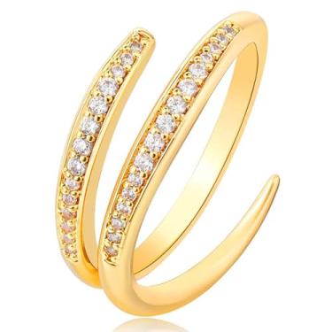 Imagem de BENEIGE Anéis de ouro para mulheres, não manchados, banhados a ouro 14 quilates para mulheres, anel empilhável clássico para joias femininas, Latão, Sem pedra preciosa