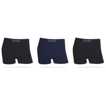 Imagem de Kit 3X1 Cueca Boxer Poliamida Premium Tamanho G Preto/Marinho/Preto So