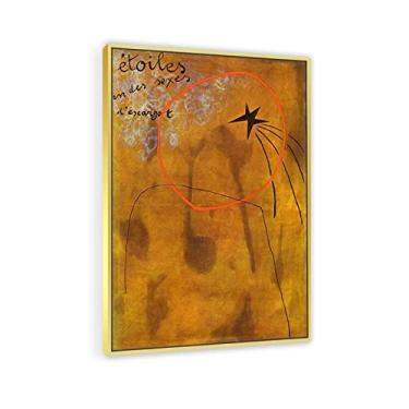 Imagem de JZSDGB Arte de parede com moldura dourada reprodução de pintura famosa - Estrelas em caracóis Sexesby Joan Miro pôsteres e impressões - arte de parede em tela abstrata imagens de Joan Miro para