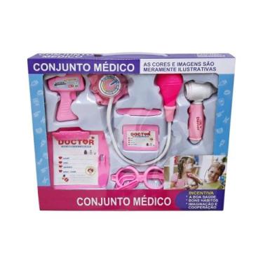 Imagem de Kit Médico Infantil Rosa Brinquedo Didático c/ Luzes Pequena Doutora F