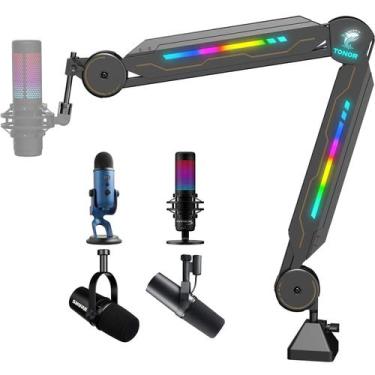 Imagem de Suporte de Microfone Boom Arm TONOR T90 com Luz RGB - Compatível com H