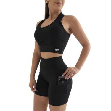 Imagem de Conjunto Bermuda Feminino Celular Exercício Funcional Academia Blackou