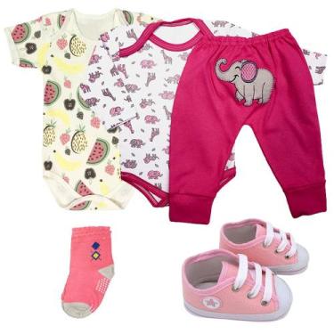 Imagem de Kit 5 Peças Roupa de Bebê Body Mijão Sapatinho e Meia Fofo - Koala Bab