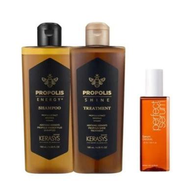 Imagem de Kerasys Kit Korean Trio Propolis Shine Sh180ml + Tratamento 180ml + Perfect Serum 30ml-Unissex