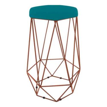 Imagem de Baqueta Paris Alta Hexagonal Base Bronze - Jbf Poltronas e Cia, Azul T