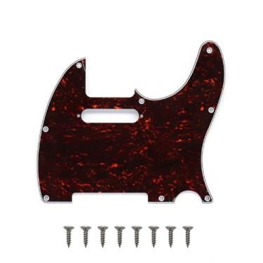 Imagem de 8 furos Tele Pickguard estilo moderno TL Pick Guard com furos de parafuso de montagem para tele/telecaster (tartaruga vermelha)