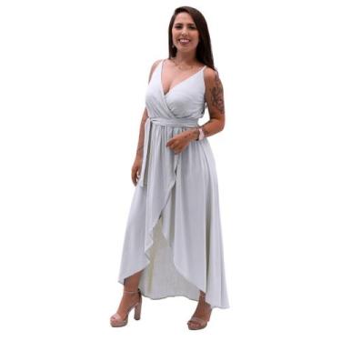 Imagem de Vestido Envelope Transpassado - ZIEM, U (36/46), Branco liso