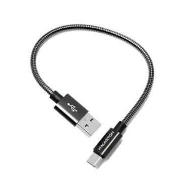 Imagem de Cabo Carregador USB Tipo-C Curto USB-C Metal Blindado Reforçado Turbo 