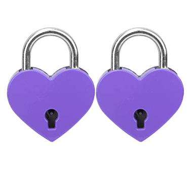 Imagem de 2 Conjuntos de Cadeados Coloridos de Trava de Coração Com Chaves para Caixas de Jóias e Diários - 30x39mm Ple (Branco) (Amarelo) (Vermelho) (Rose Red) (Róseo) (Preto) (Azul) (Roxo)