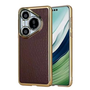 Imagem de LYJSMGZ Capa de negócios para Huawei Pura 70 Ultra/70 Pro/70 Pro+/70, capa de telefone clássica de couro, ultrafina, revestimento à prova de choque, dourado, 70 Pro+