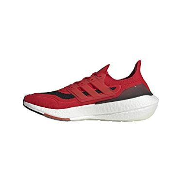 Imagem de adidas Tênis de corrida masculino Ultraboost 21, Vermelho vívido/vermelho solar/preto, 11.5