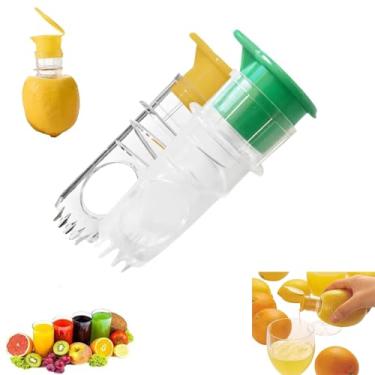 Imagem de Espremedor de limão 2025 novo espremedor de frutas cítricas manual com tampa espremedor de limão portátil ideal para coquetéis, bebidas e cozinhar. (amarelo + verde)