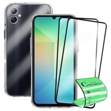 Imagem de Kit Proteção para Samsung Galaxy A06, Capinha Transparente + 2 Películas de Proteção Cerâmica 9D, Anti-Impacto