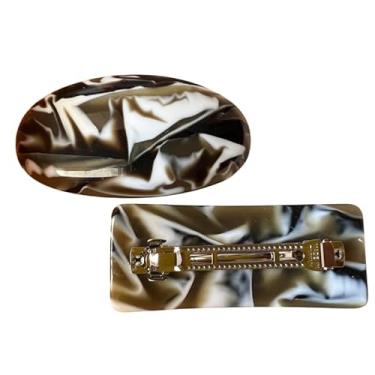 Imagem de Par Presilha Prendedor de Cabelo Retrô Luxo Tamanho Grande Oval e Retangular Preto