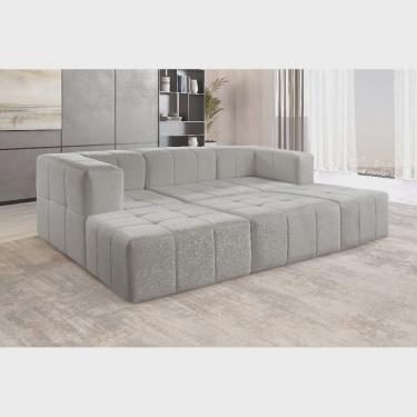 Imagem de Sofá Box Modular 3 Lugares Bouclé Cinza. Cinza