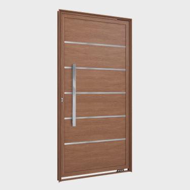 Imagem de Porta Pivotante Lambri de Aluminio com Friso Puxador de 80cm 215x105 Lucasa Aluminio