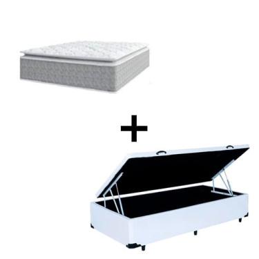 Imagem de Cama Box Baú Solteiro 88 Sintetico Branco com Colchão Nazar Molas Ensacadas com Pillow Top - Bello Box - Conforto (Espuma da Nasa) Viscoeslástico D33
